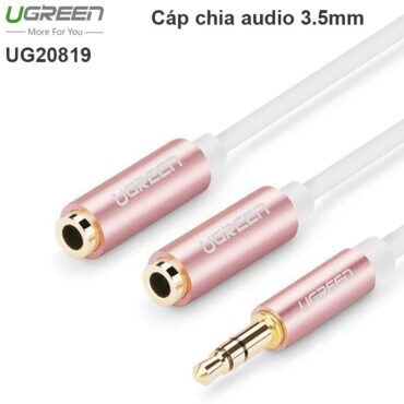 Cáp chia 2 cổng Audio 3.5mm dài 20cm Ugreen 20819 (vỏ nhôm hồng) - Phụ Kiện Điện Tử Việt Nam