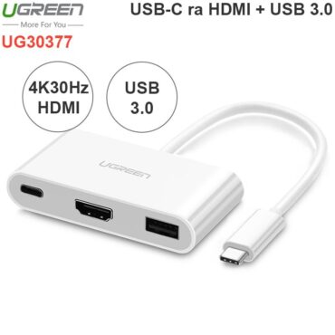USB-C sang HDMI 4K30Hz1 port USB 3.0 1 port USB type-C power Ugreen 30377 - Phụ Kiện Điện Tử Việt Nam
