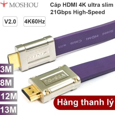 Cáp HDMI 4K 60Hz Ultra flat 21Gbps siêu chống nhiễu Moshou L1800 3M 8M 12M 13M - Phụ Kiện Điện Tử Việt Nam