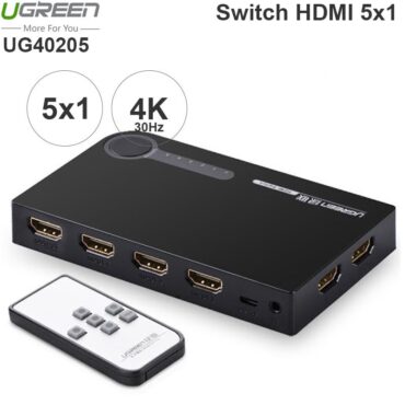 Switch HDMI 5x1 4K 30Hz Ugreen 40205 có điều khiển từ xa - Phụ Kiện Điện Tử Việt Nam