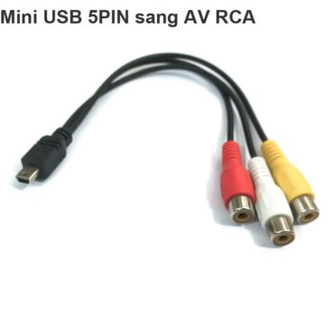 Cáp Mini USB 5PIN ra 3 RCA AV female 2 đường hình 1 đường tiếng - dùng cho USB stick KM268 - Phụ Kiện Điện Tử Việt Nam