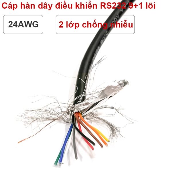 Cáp hàn dây tín hiệu điều khiển RS232 DB9 lõi đồng mạ thiếc 24AWG