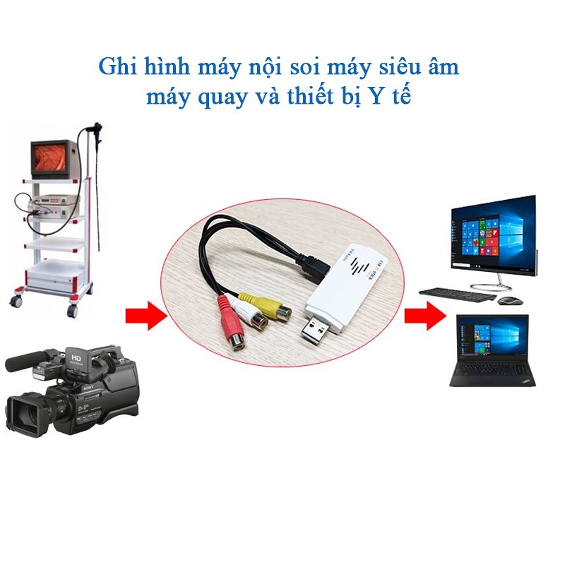 USB Capture Tivi Stick KM-268 ghi hình từ chuẩn AV vào máy tính chuyên dùng cho Máy siêu âm Nội soi - Phụ Kiện Điện Tử Việt Nam