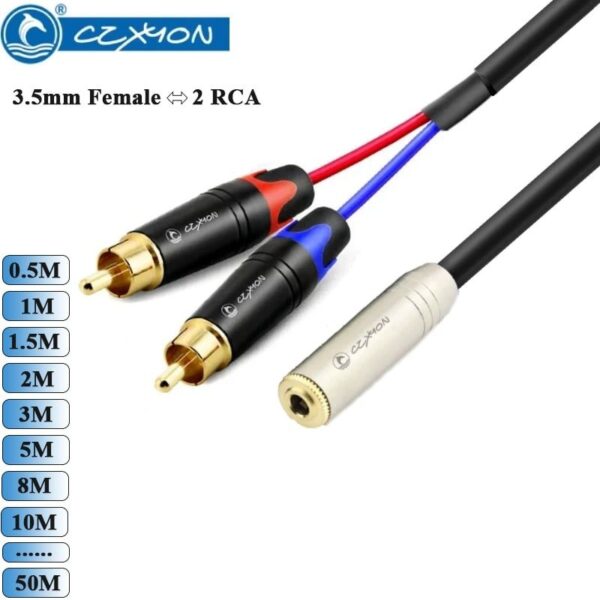 Dây cáp âm thanh DIY 3.5mm ra 2AV (R/L) cho Loa, Amply CZXYON dài 1m đến 50m
