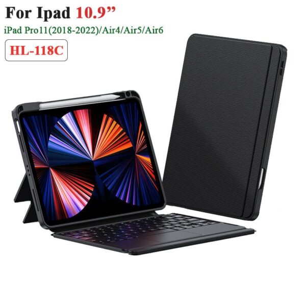 Bàn phím bluetooth kèm bao da cho  iPad Pro11(2018-2022) Air4 Air5 Air6 10.9 HL-118C