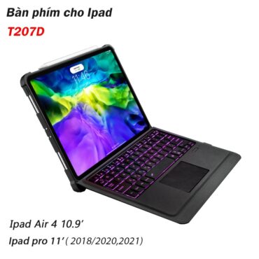 Bàn phím bluetooth kèm bao da cho iPad Pro 11 2018 2020 M1 2021 Ipad air4 10.9 có đèn led T207D - Phụ Kiện Điện Tử Việt Nam