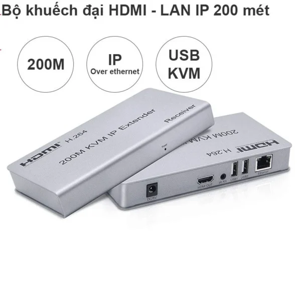 Bộ chuyển đổi HDMI sang LAN có cổng USB kéo dài 200m- HDMI 200M KVM IP Extender