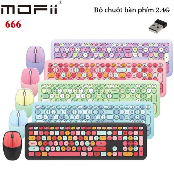 Bộ bàn phím chuột không dây mofii 666 phối nhiều màu