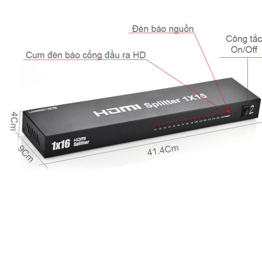 Bộ chia cổng HDMI 1 ra 16 4K full HD1080P 3D Ugreen 40218 - Phụ Kiện Điện Tử Việt Nam