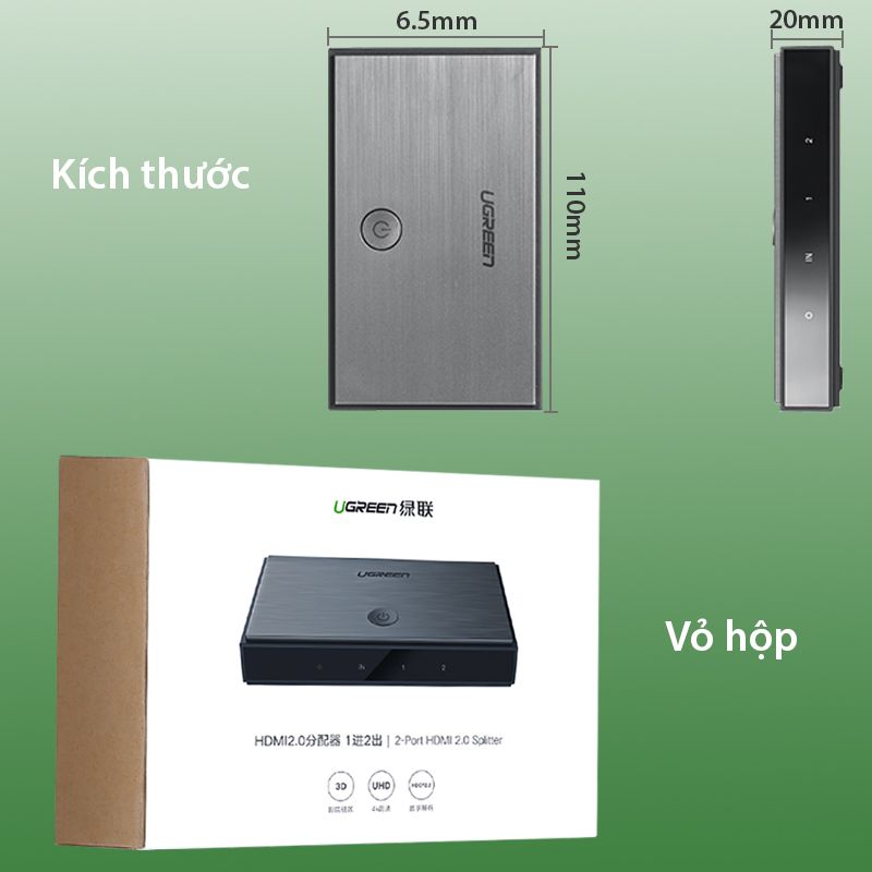 Bộ chia HDMI 2.0 1 ra 2 4K60Hz UGREEN 50707 - Phụ Kiện Điện Tử Việt Nam