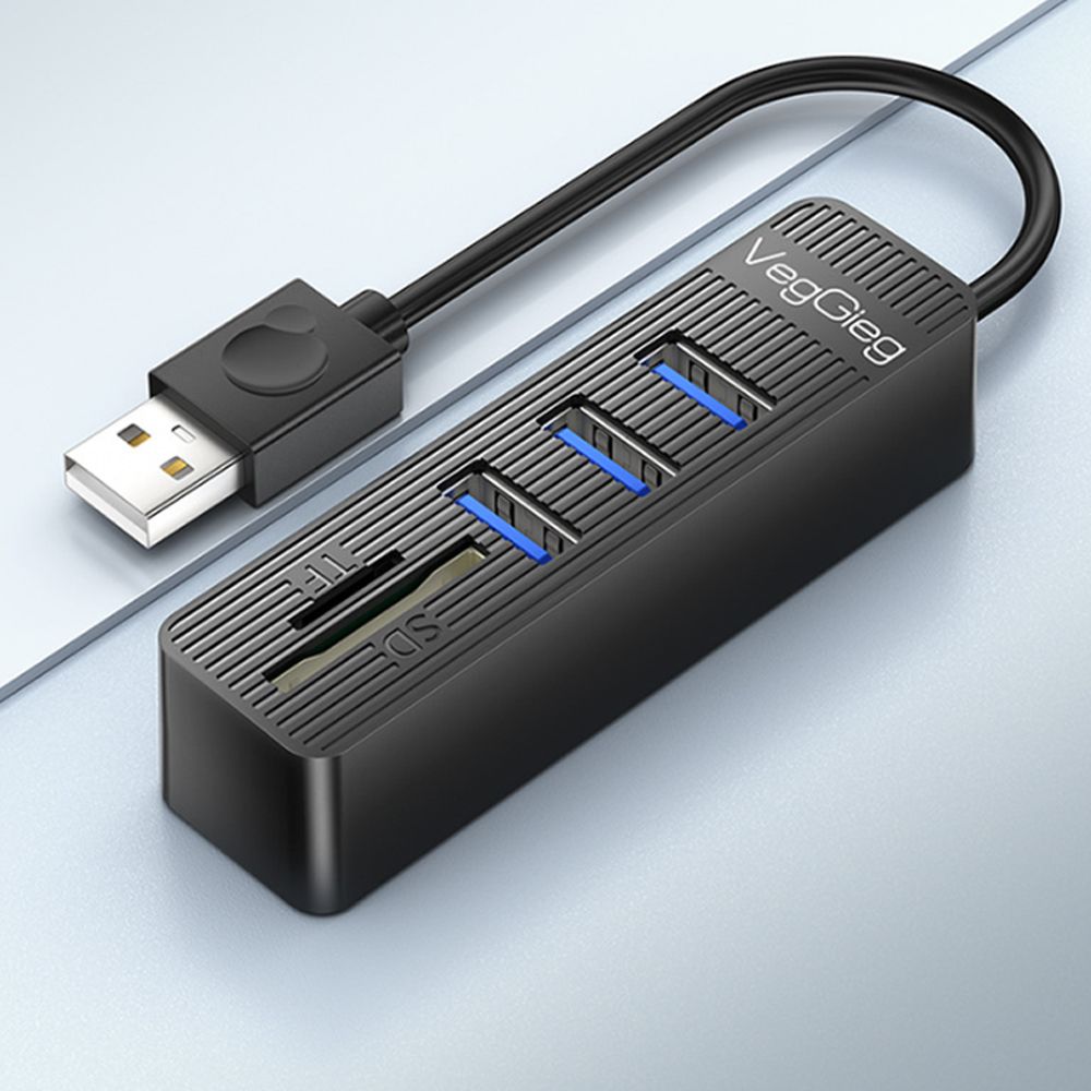 Bộ Chia USB 2.0 ra 3 Cổng USB và Đọc Thẻ Nhớ SD/TF Chính Hãng Veggieg V-C303 - Hub USB 5 trong 1 - Phụ Kiện Điện Tử Việt Nam