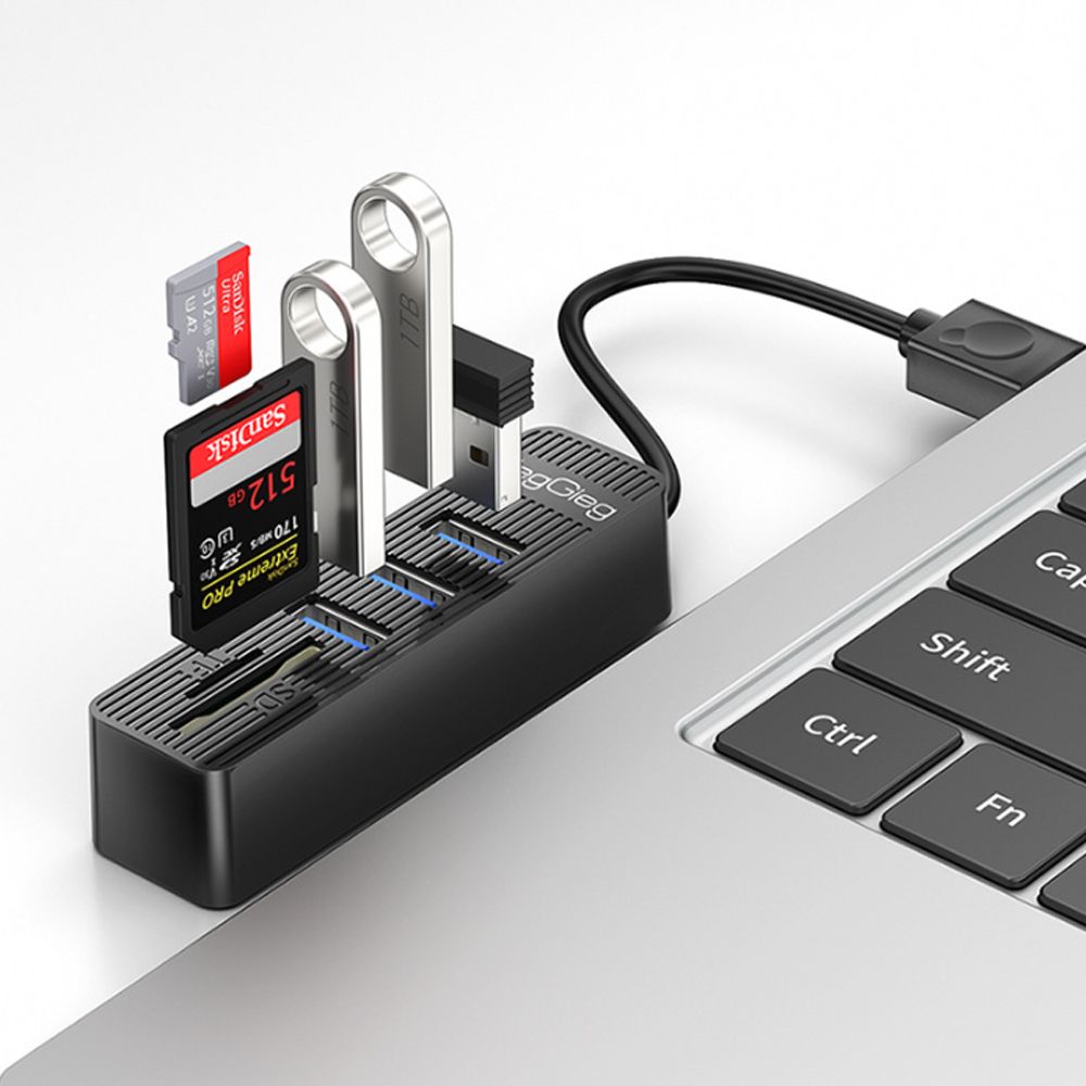 Bộ Chia USB 2.0 ra 3 Cổng USB và Đọc Thẻ Nhớ SD/TF Chính Hãng Veggieg V-C303 - Hub USB 5 trong 1 - Phụ Kiện Điện Tử Việt Nam