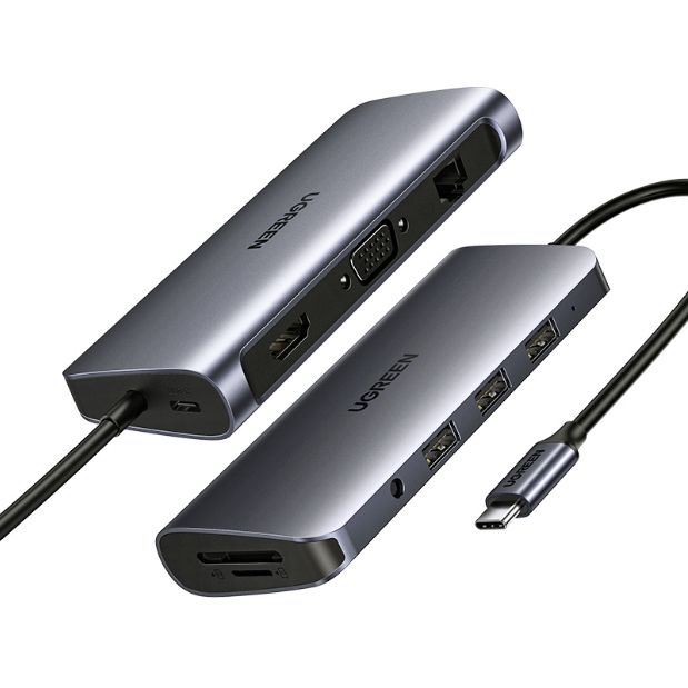Bộ chuyển đổi đa năng 10 trong 1 USB C to HDMI + VGA + LAN 1Gbps + Hub USB3.0 + SD/TF + Audio Ugreen 80133 - Phụ Kiện Điện Tử Việt Nam