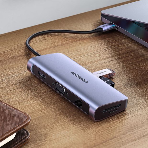 Bộ chuyển đổi đa năng 10 trong 1 USB C to HDMI + VGA + LAN 1Gbps + Hub USB3.0 + SD/TF + Audio Ugreen 80133 - Phụ Kiện Điện Tử Việt Nam
