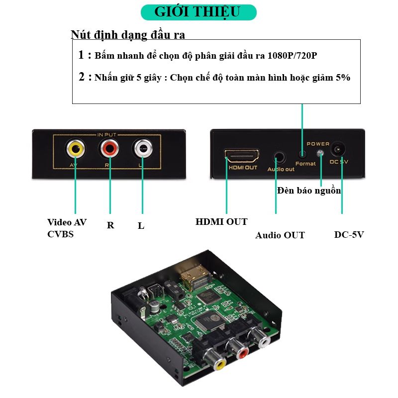 Bộ chuyển đổi AV to HDMI 1080P chính hãng FJGEAR FJ-AH1308 - Phụ Kiện Điện Tử Việt Nam