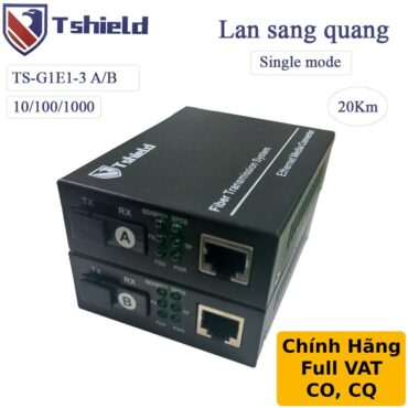 Bộ kéo dài RJ45 qua cáp quang Single mode 20Km Gigabit chính hãng T-Shield TS-G1E1-3 - Phụ Kiện Điện Tử Việt Nam