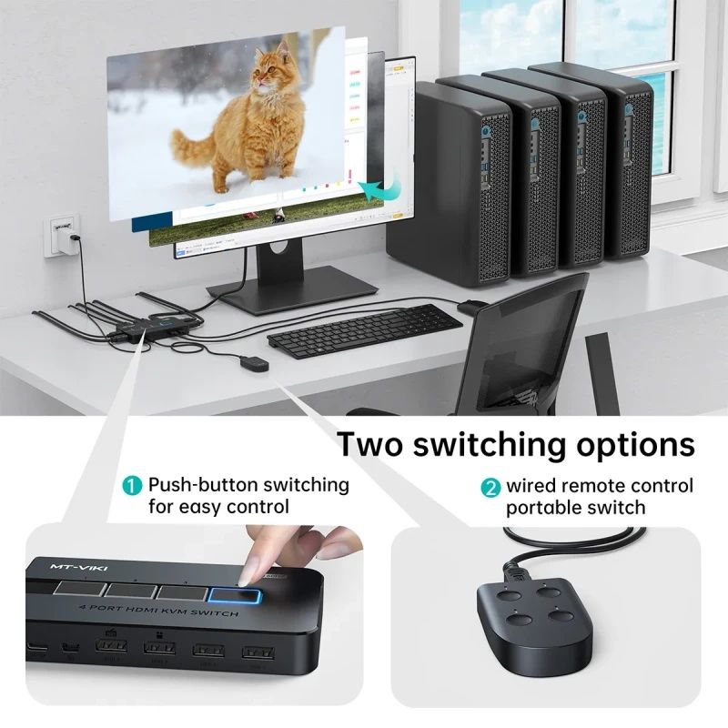 KVM Switch HDMI 4x1 - Bộ chuyển mạch HDMI và USB 4 vào 1 ra 1080P@60Hz MT-VIKI MT-KH4 - Phụ Kiện Điện Tử Việt Nam