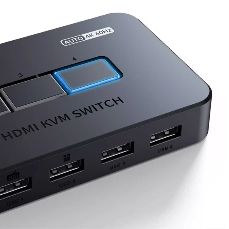 KVM Switch HDMI 4x1 - Bộ chuyển mạch HDMI và USB 4 vào 1 ra 4K60Hz MT-VIKI MT-KH4S - Phụ Kiện Điện Tử Việt Nam