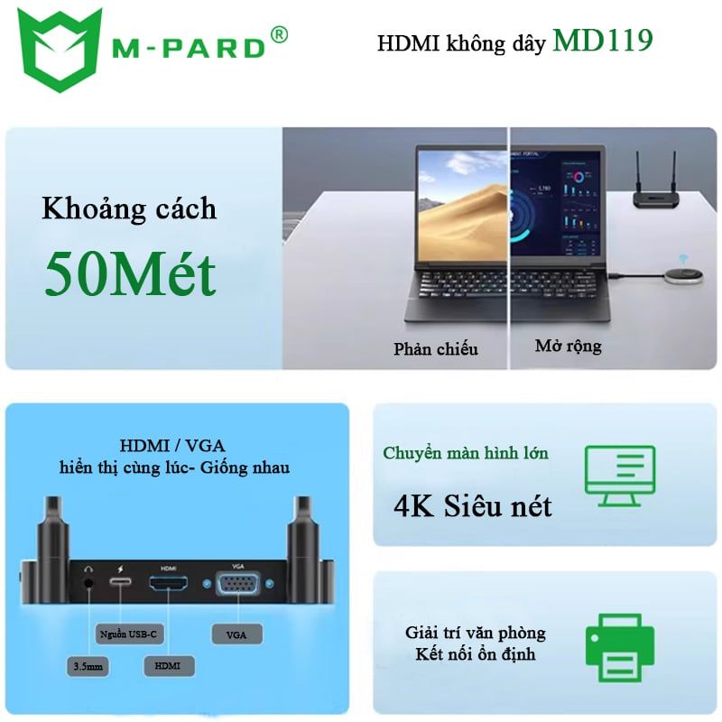 Bộ thu phát HDMI không dây chính hãng M-Pard MD119 - 50 Mét - Phụ Kiện Điện Tử Việt Nam