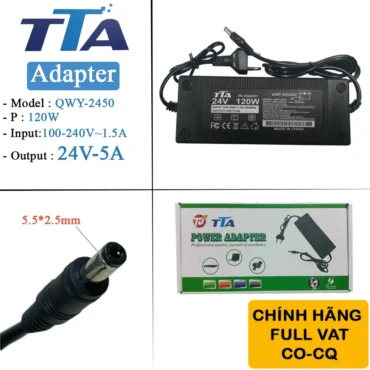 Nguồn adapter 24V-5A 5.5 x 2.5mm chính hãng TTA QWY-2450 - Phụ Kiện Điện Tử Việt Nam
