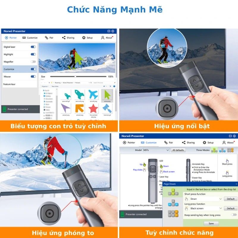 Bút trình chiếu Bluetooth dùng cho màn hình LED Norwii N97S-R laser màu đỏ - Phụ Kiện Điện Tử Việt Nam