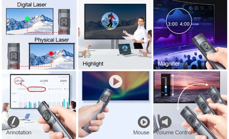 Bút trình chiếu Bluetooth dùng cho màn hình led Norwii N97S-G laser màu xanh - Phụ Kiện Điện Tử Việt Nam