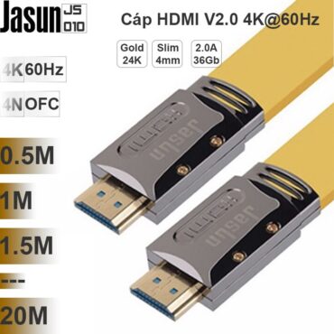 Cáp HDMI 2.0a 36Gbps dẹt mỏng Jasun JS010 hỗ trợ 4Kx2K 60FPS 3D 1M 1.5M 2M 3M 5M 8M 10M 12M 15M 20M - Phụ Kiện Điện Tử Việt Nam