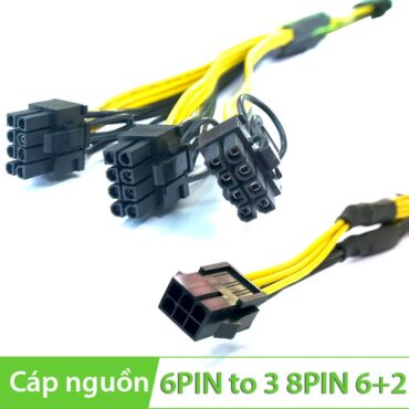 Cáp chia nguồn Molex 6PIN ra 3 8PIN 6+2 30Cm 16/16AWG - Phụ Kiện Điện Tử Việt Nam