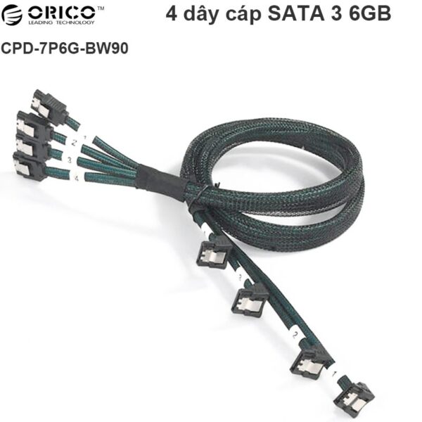 Cáp dữ liệu SATA III 6GB Combo loại bọc 4 sợi Orico CPD-7P6G-BW90