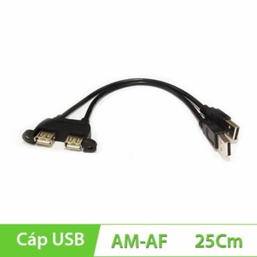 Cáp nối dài USB 2.0 2 AM-AF có đai bắt vít cổng 25cm - Phụ Kiện Điện Tử Việt Nam
