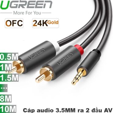 Cáp Audio 3.5mm to 2 RCA - Dây âm thanh 1 đầu 3,5mm ra 2 đầu AV hoa sen 0.5 Mét | 1 Mét | 1,5 Mét | 2 Mét ... 8 Mét | 10 Mét - Phụ Kiện Điện Tử Việt Nam