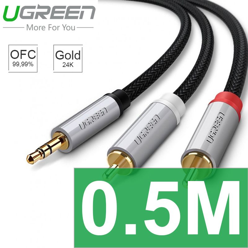 Cáp audio 3.5mm ra 2 đầu AV RCA lõi đồng tinh khiết OFC bọc nilon chống rối Ugreen 0.5M | 1M | 1.5M | 3M | 5M - Phụ Kiện Điện Tử Việt Nam