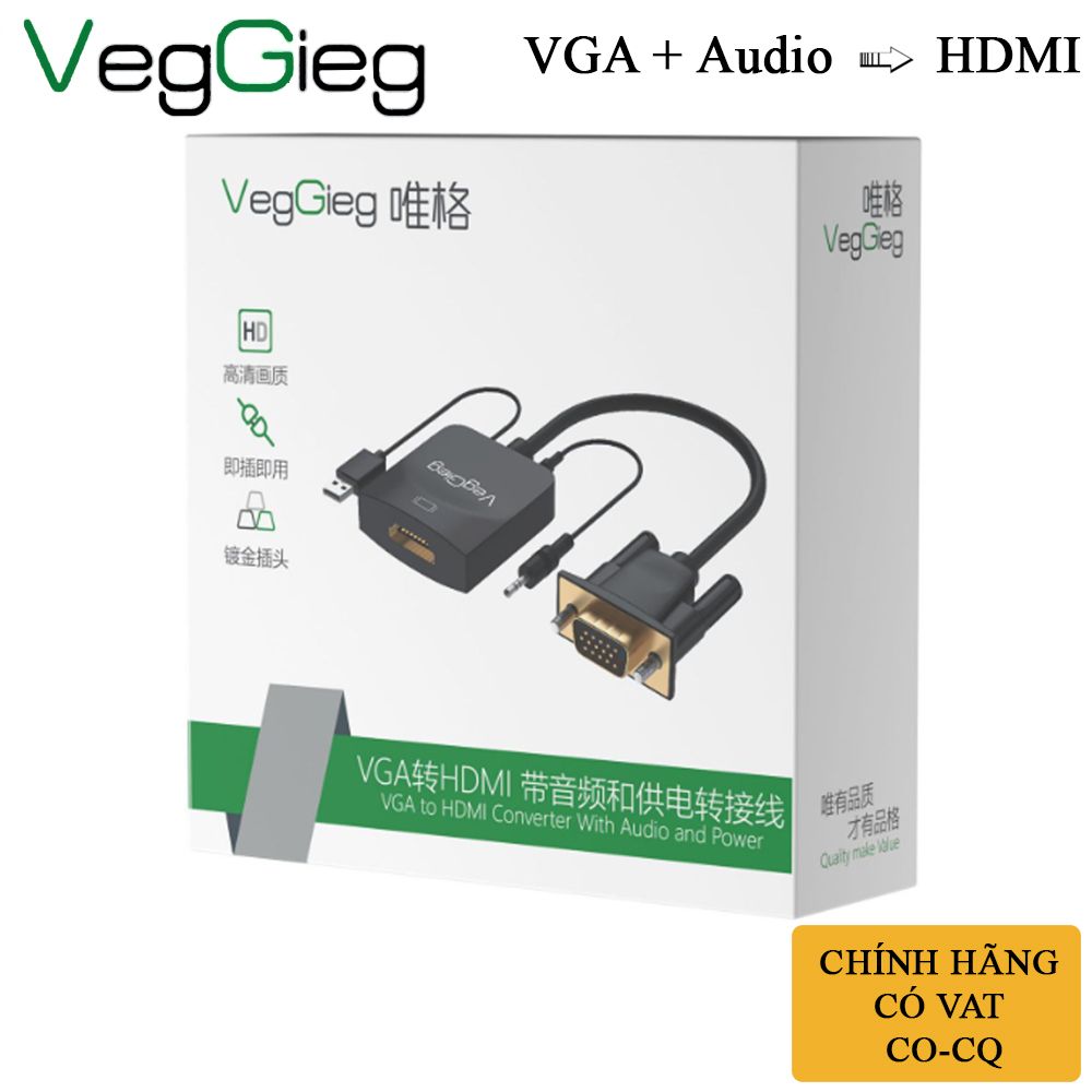 Cáp chuyển VGA sang HDMI converter VegGieg V-Z618 - Phụ Kiện Điện Tử Việt Nam