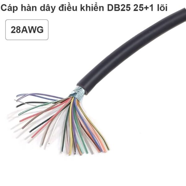 Cáp hàn dây tín hiệu điều khiển RS232 DB25 lõi đồng mạ thiếc 28AWG