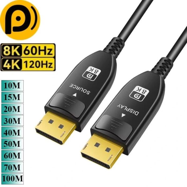 Dây cáp Displayport 1.4 sợi quang giá rẻ chuẩn 8K dài 10M đến 100M