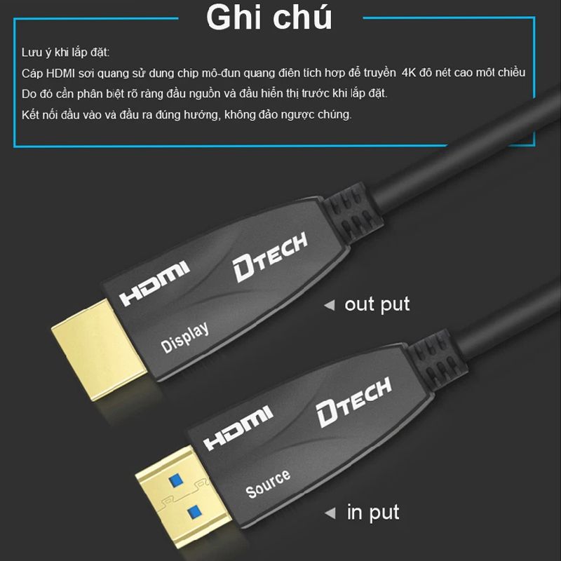Cáp HDMI 2.0 sợi quang chuẩn 4K@60Hz chính hãng Dtech dài từ 2M đến 100M - Phụ Kiện Điện Tử Việt Nam