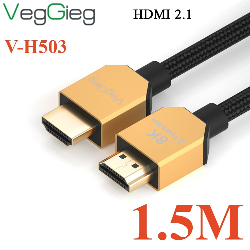 Cáp HDMI V2.1 cao cấp chuẩn 8K@60Hz HDR VegGieg 1.5M, 2M, 3M, 5M - Phụ Kiện Điện Tử Việt Nam