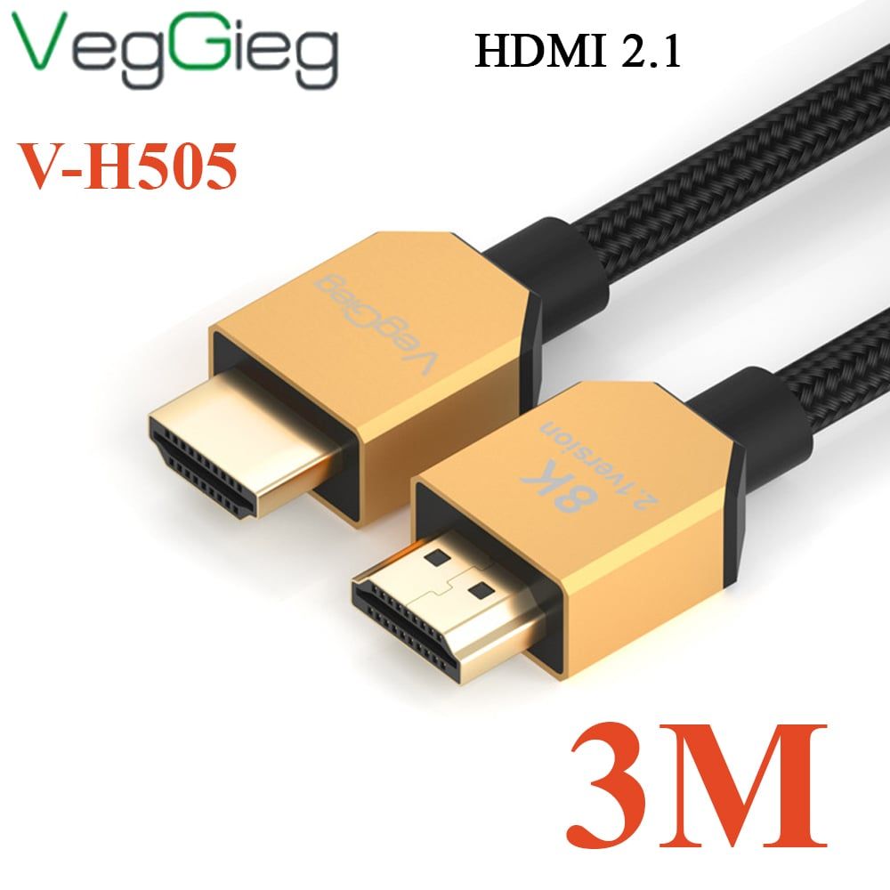 Cáp HDMI V2.1 cao cấp chuẩn 8K@60Hz HDR VegGieg 1.5M, 2M, 3M, 5M - Phụ Kiện Điện Tử Việt Nam