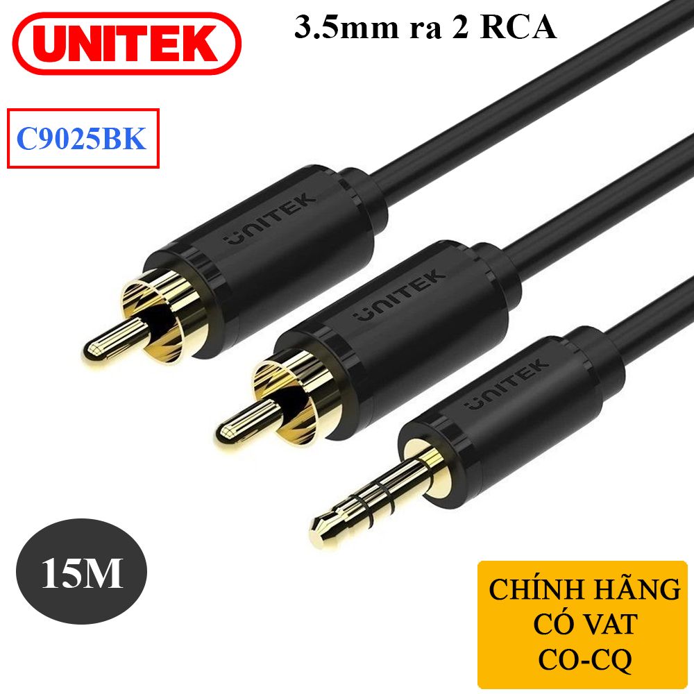 Dây cáp loa 3.5mm ra 2 hoa sen RCA chính hãng Unitek C9023BK - 5M - Phụ Kiện Điện Tử Việt Nam