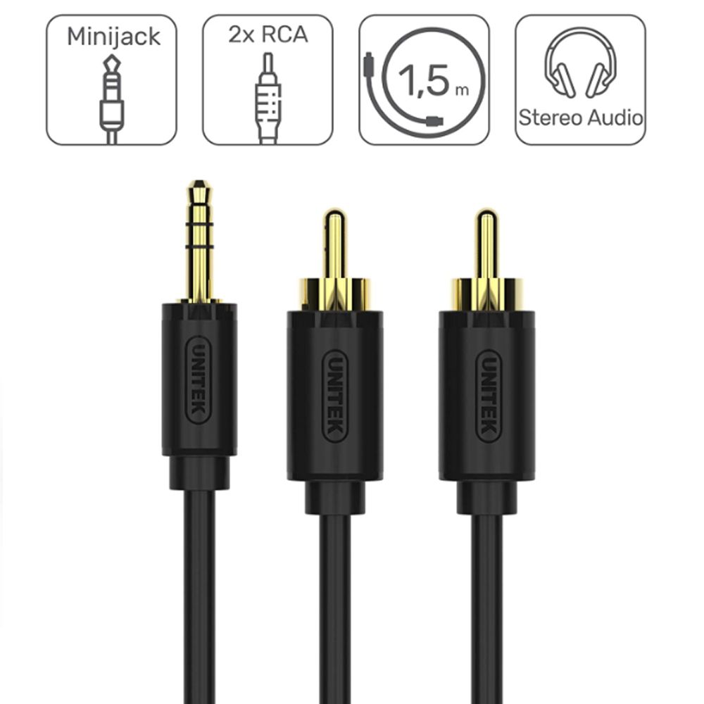 Dây cáp loa 3.5mm ra 2 hoa sen RCA chính hãng Unitek C9023BK - 5M - Phụ Kiện Điện Tử Việt Nam