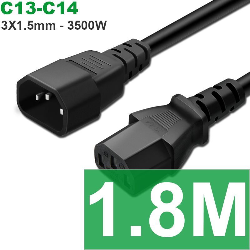 Cáp nguồn C13 C14 3x1.5mm 10A-250V 1 mét 1.8 mét 3 mét - Phụ Kiện Điện Tử Việt Nam