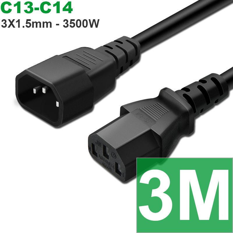 Cáp nguồn C13 C14 3x1.5mm 10A-250V 1 mét 1.8 mét 3 mét - Phụ Kiện Điện Tử Việt Nam