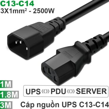 Cáp nguồn C13 C14 3x1mm 10A-250V 1 mét 1.8 mét 3 mét - Phụ Kiện Điện Tử Việt Nam