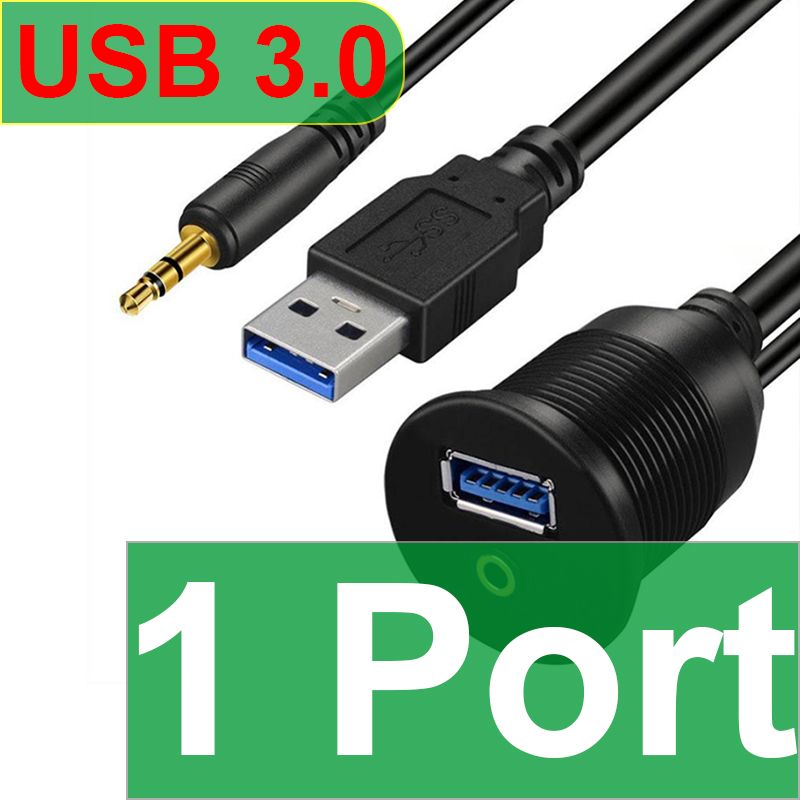 Ổ cắm nối dài USB 2.0 và audio 3.5mm bắt vít cố định 1 mét - 3.5mm + USB A 2.0 Female Male Waterproof Aux Audio Extension Cable Dash Mount - Phụ Kiện Điện Tử Việt Nam