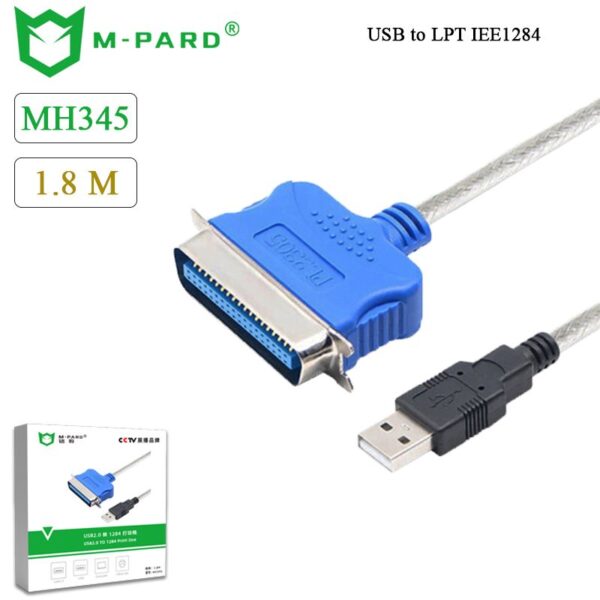 Cáp máy in USB to LPT IEEE1284 chính hãng M-pard MH345 dài 1.8M