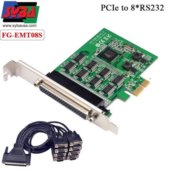 Card PCI-E 1x mở rộng ra 8 cổng RS232 DB9 Syba FG-EMT09A / FG-EMT08S