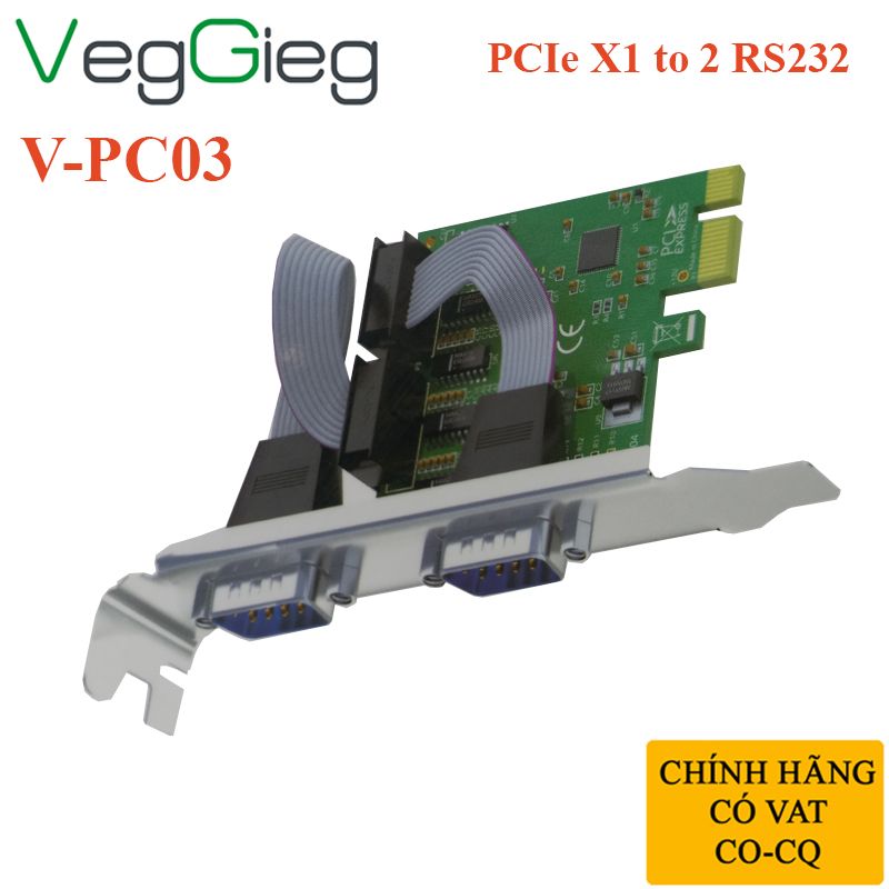 Card Chuyển PCIe 1x Ra 2 Cổng Com RS232 Chính Hãng Veggieg V-PC03 - Phụ Kiện Điện Tử Việt Nam