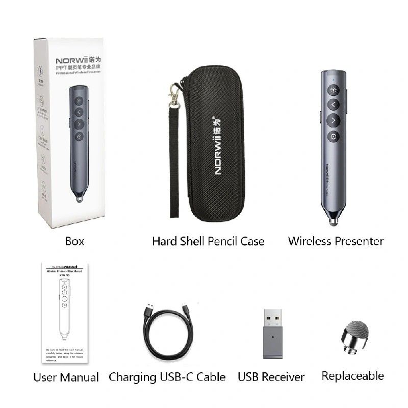 Bút trình chiếu Bluetooth dùng cho màn hình tương tác, LED Norwii N10S Pro laser màu xanh - Phụ Kiện Điện Tử Việt Nam