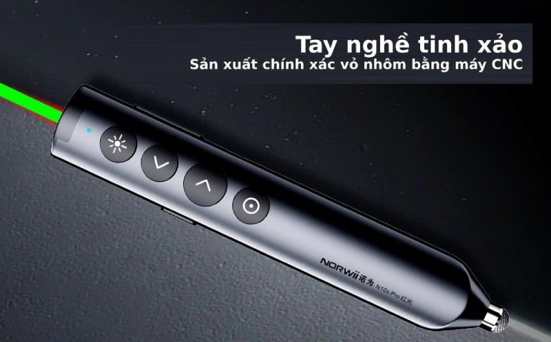 Bút trình chiếu Bluetooth dùng cho màn hình tương tác, LED Norwii N10S Pro laser màu xanh - Phụ Kiện Điện Tử Việt Nam