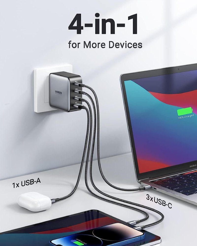 Củ sạc nhanh USB Type C 4 cổng 100W GaN Hỗ trợ QC4+, PD3.0 Ugreen 40737 CD226 - Phụ Kiện Điện Tử Việt Nam